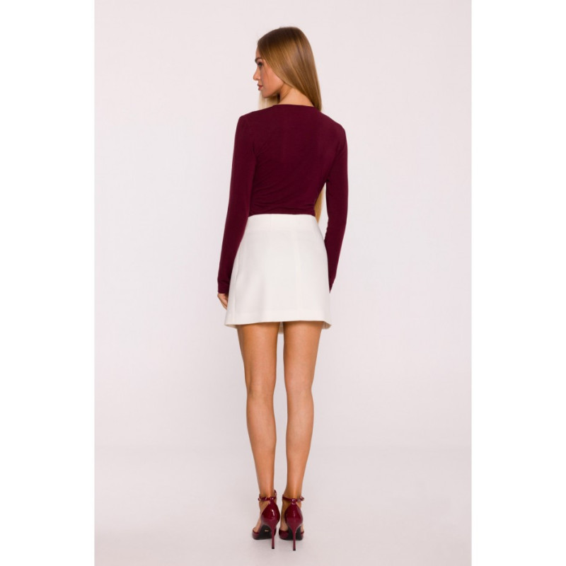 M854 Mini spódniczka na zakładkę - śmietankowa