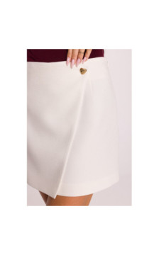 M854 Mini spódniczka na zakładkę - śmietankowa