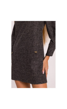 M870 Sukienka tweedowa z kieszonkami - czarna