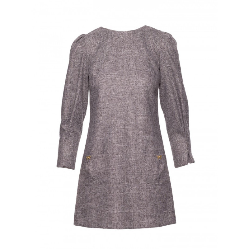 M870 Sukienka tweedowa z kieszonkami - grafitowa
