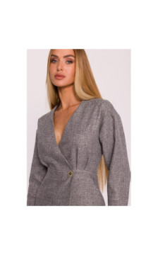 M871 Sukienka tweedowa z koronką - grafitowa