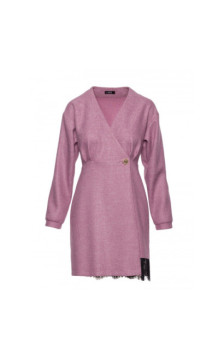 M871 Sukienka tweedowa z koronką - marsala