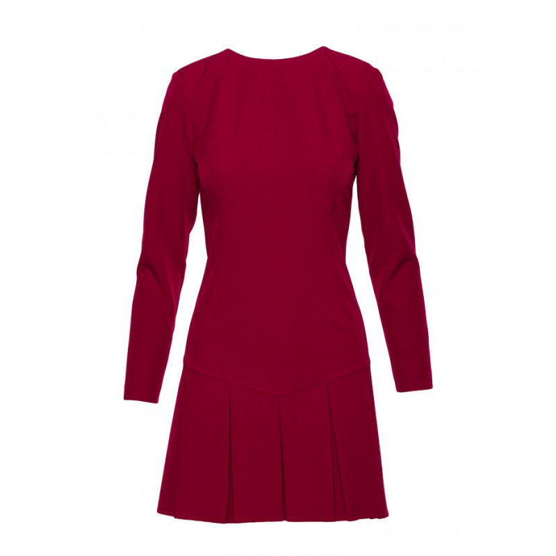 M872 Sukienka z kontrafałdami - bordowa