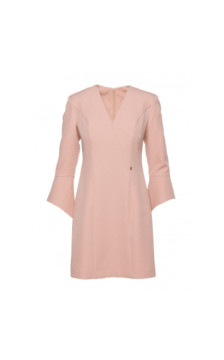M876 Sukienka z szerokimi mankietami - beżowa