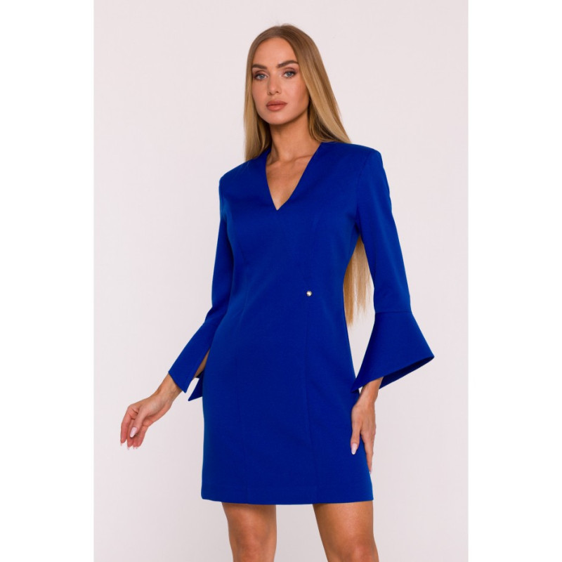 M876 Sukienka z szerokimi mankietami - chabrowa