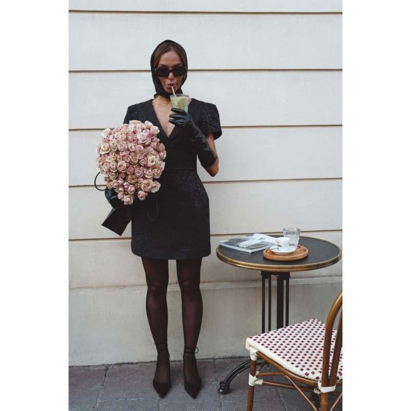 M882 Żakardowa mini sukienka - czarna