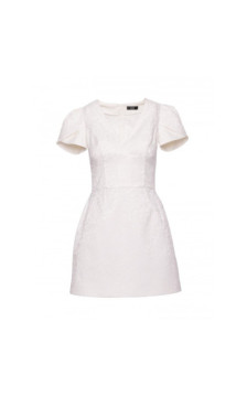 M882 Żakardowa mini sukienka - śmietankowa