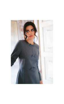 S413 Sukienka z kokardkami - szara