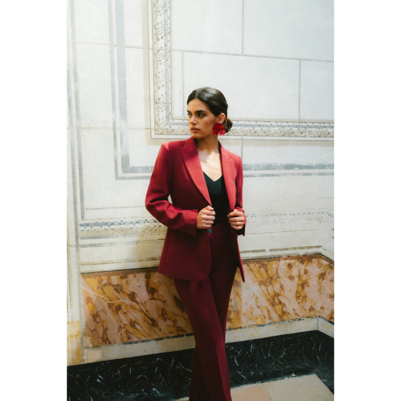 S417 Taliowana marynarka - bordowa