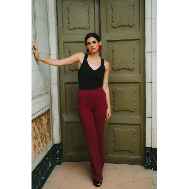 S418 Spodnie garniturowe - bordowe