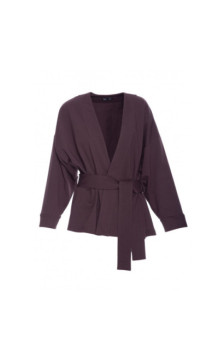 B297 Blezer narzutka z paskiem - gorzka czekolada