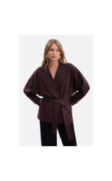 B297 Blezer narzutka z paskiem - gorzka czekolada