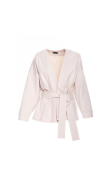 B297 Blezer narzutka z paskiem - piaskowy