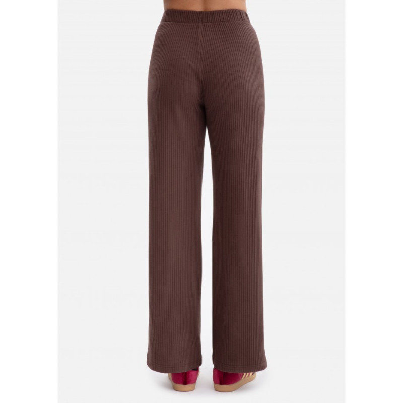 B300 Spodnie z dzianiny prążkowanej - brązowe