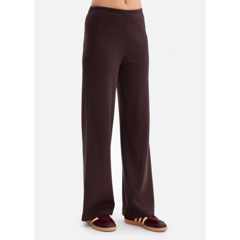 B300 Spodnie z dzianiny prążkowanej - gorzka czekolada