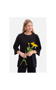 B301 Bluzka z dzianiny prążkowanej - czarna