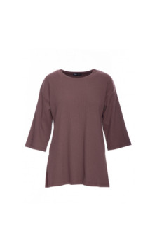 B301 Bluzka z dzianiny prążkowanej - brązowa