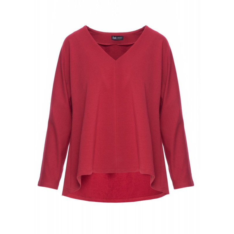 B304 Bluzka dzianinowa z dekoltem V - bordowa