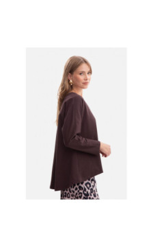 B304 Bluzka dzianinowa z dekoltem V - gorzka czekolada