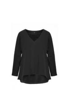 B304 Bluzka dzianinowa z dekoltem V - czarna
