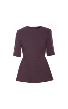 B305 Bluzka dzianinowa z baskinką - gorzka czekolada