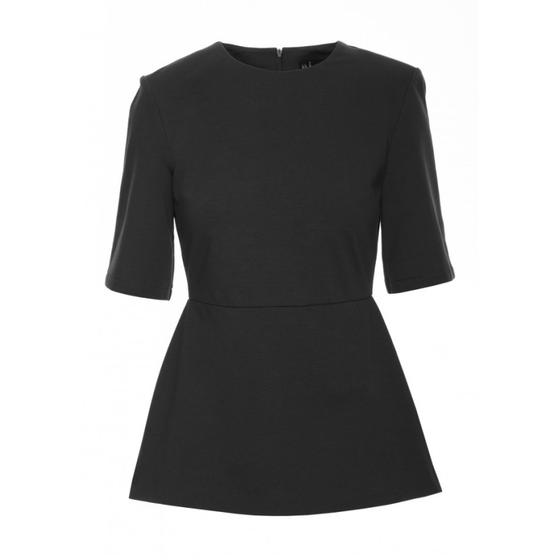 B305 Bluzka dzianinowa z baskinką - czarna