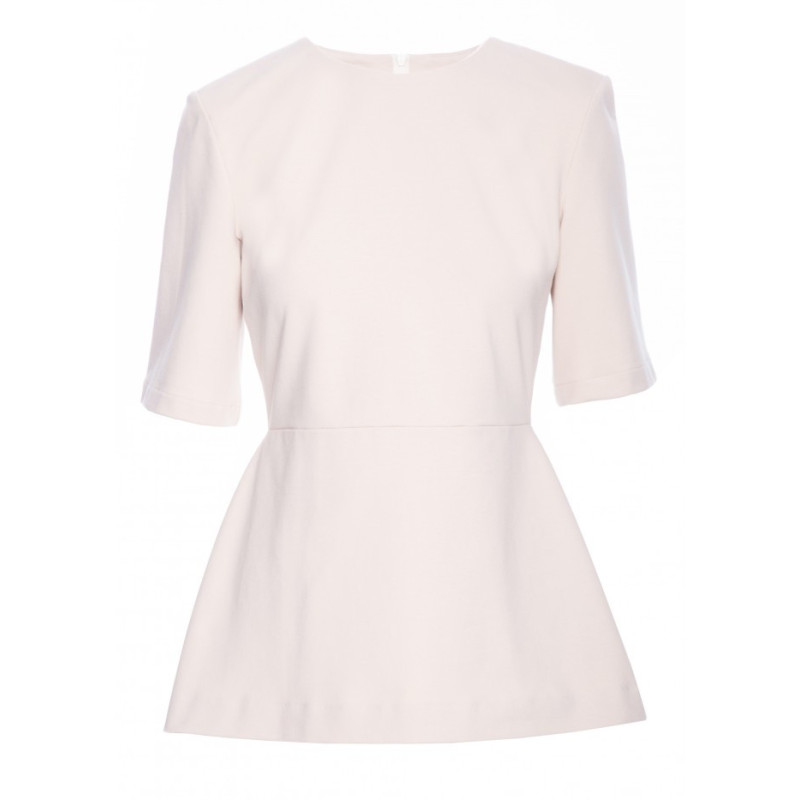 B305 Bluzka dzianinowa z baskinką - piaskowa