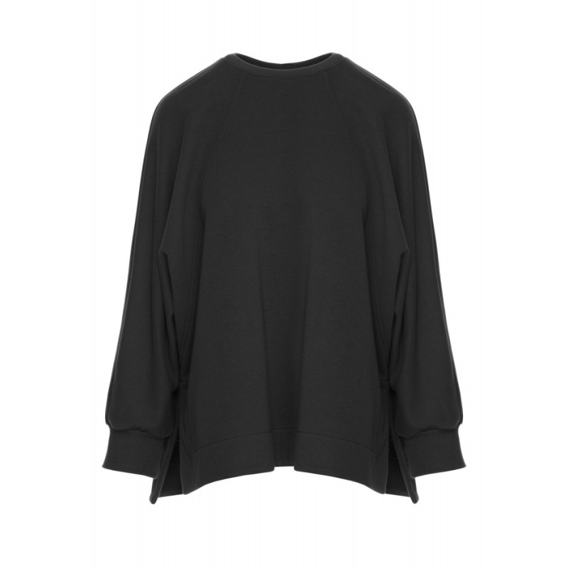 B306 Bluza oversize z rozcięciami - czarna