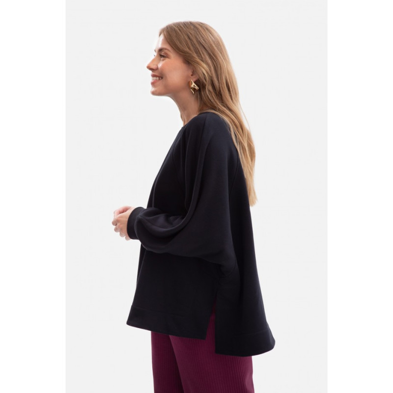B306 Bluza oversize z rozcięciami - czarna