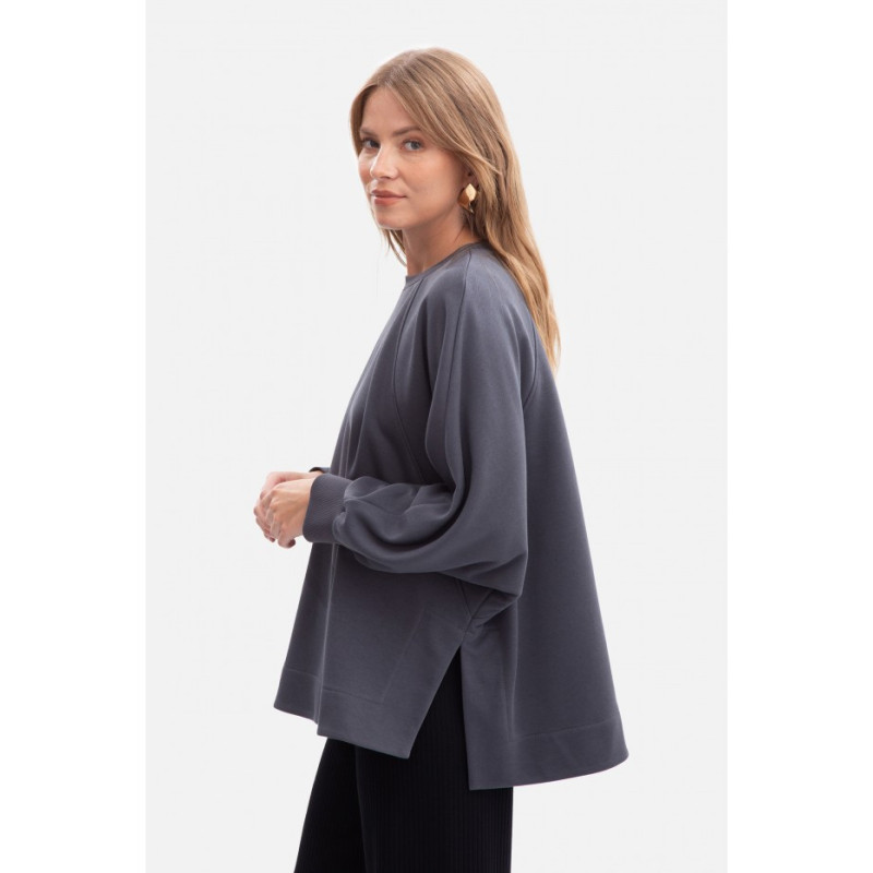 B306 Bluza oversize z rozcięciami - stalowa