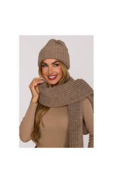 M895 Czapka splot prążkowany - beżowa