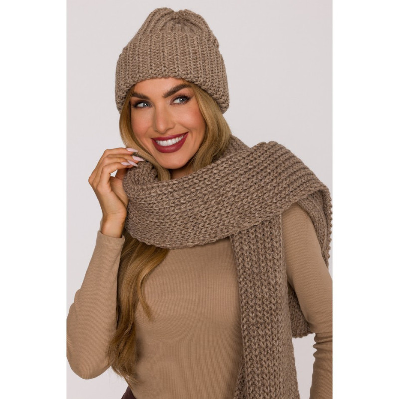 M896 Szal splot prążkowany - beżowy