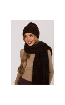 M896 Szal splot prążkowany - brązowy