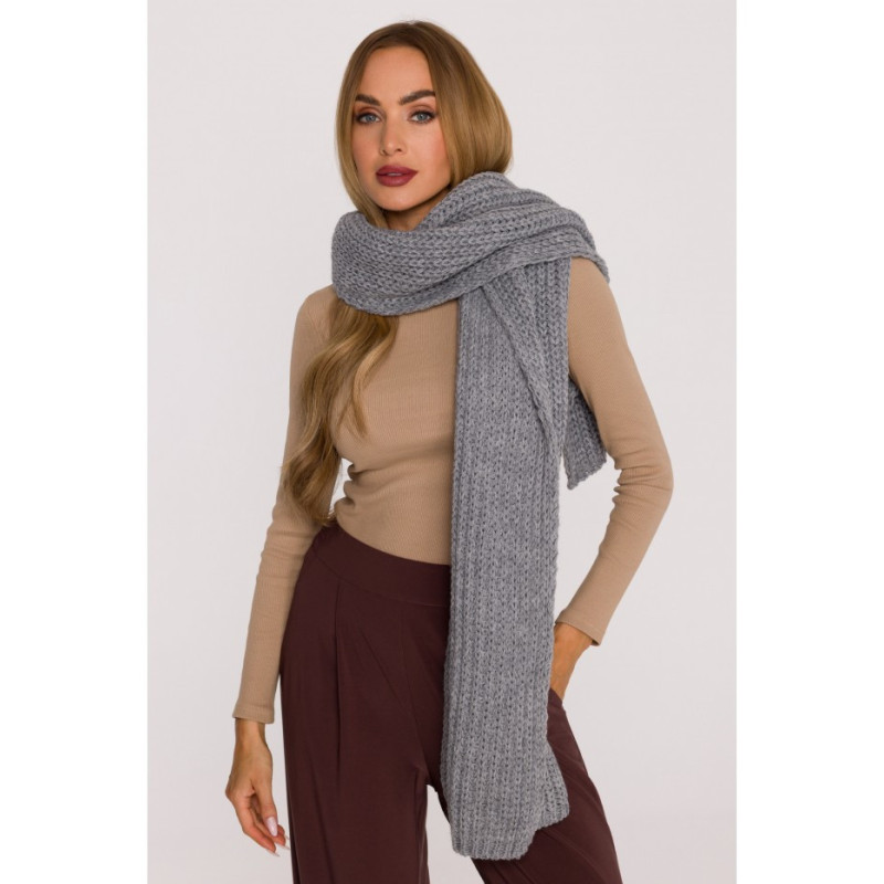 M896 Szal splot prążkowany - szary