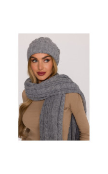 M897 Czapka splot warkocz - szara