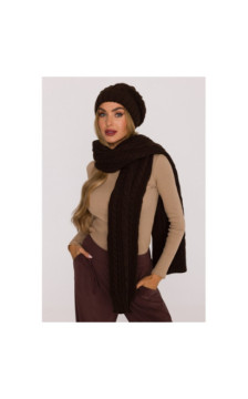 M898 Szal splot warkocz - brązowy