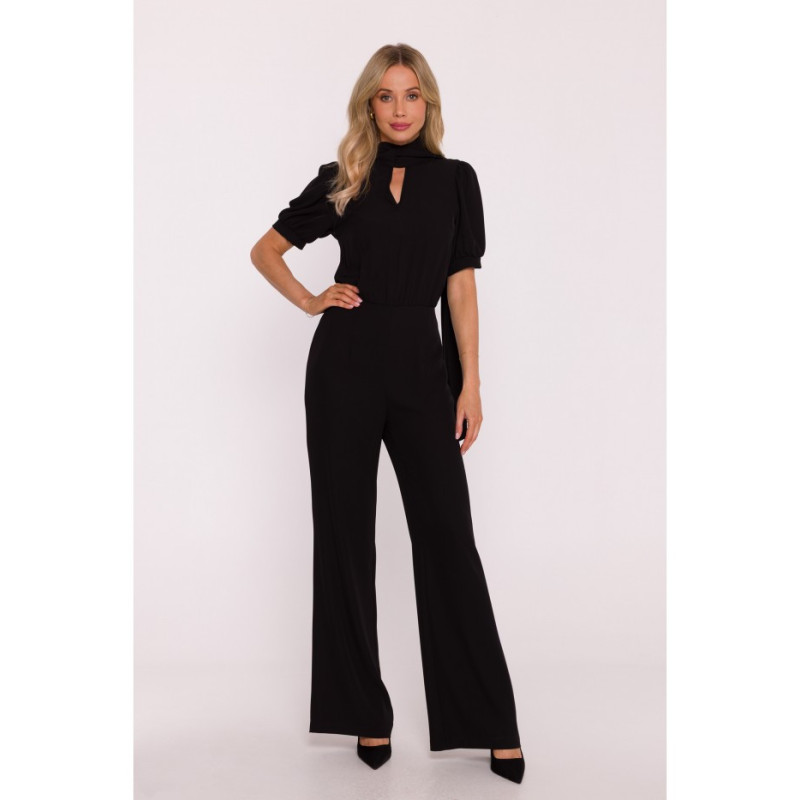 S421 Kombinezon z wiązaną kokardą - czarny