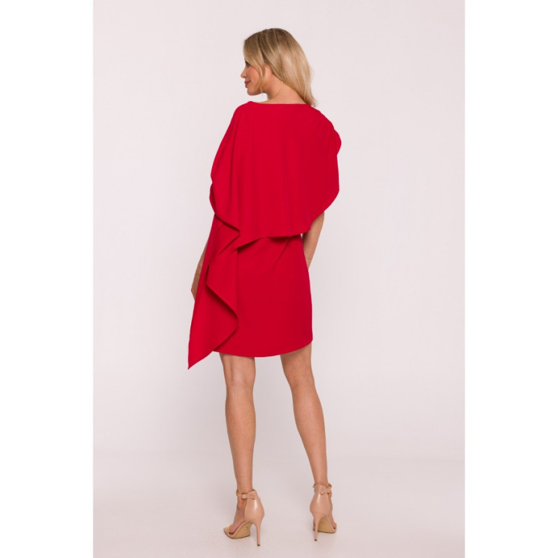 S423 Sukienka z peleryną - czerwona