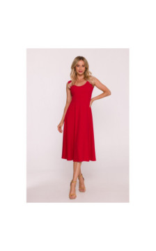 S424 Sukienka rozkloszowana - czerwona