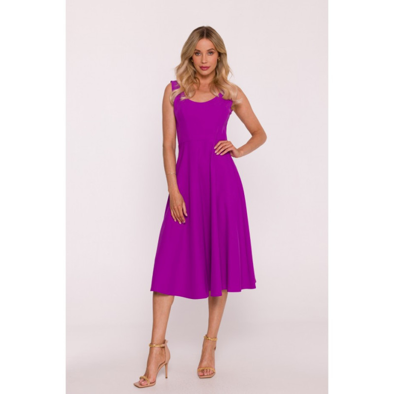 S424 Sukienka rozkloszowana - lawendowa