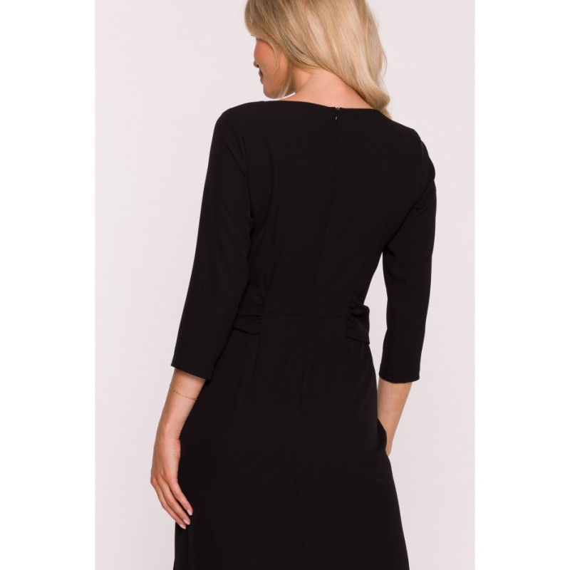 S425 Sukienka z falbaną - czarna