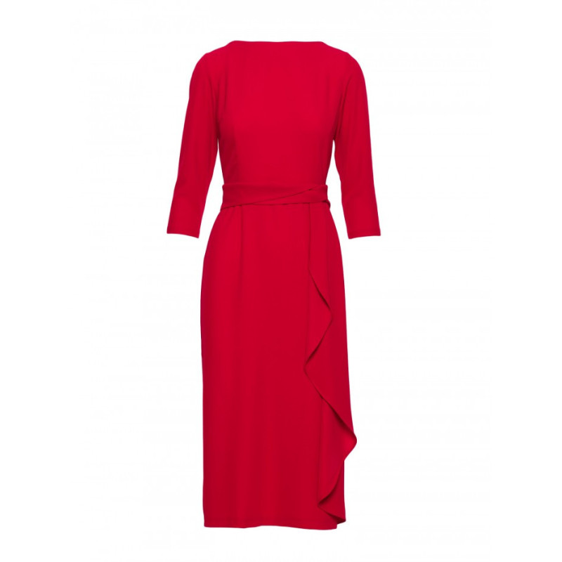 S425 Sukienka z falbaną - czerwona