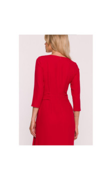 S425 Sukienka z falbaną - czerwona