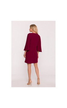 S426 Sukienka z rękawami kimonowymi - bordowa