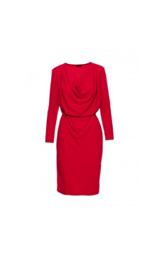 S428 Sukienka z drapowanym dekoltem - czerwona