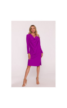 S428 Sukienka z drapowanym dekoltem - lawendowa