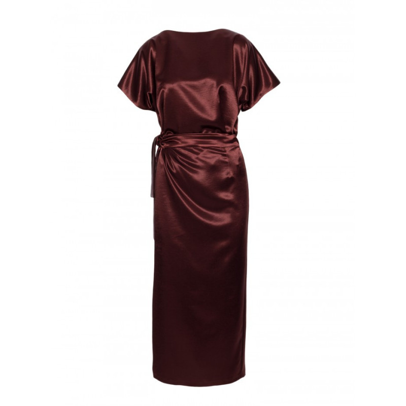 M887 Sukienka z wiązaniem - brązowa