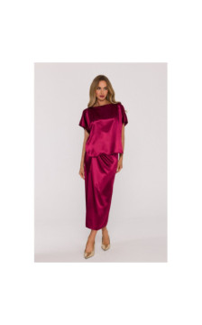 M887 Sukienka z wiązaniem - bordowa