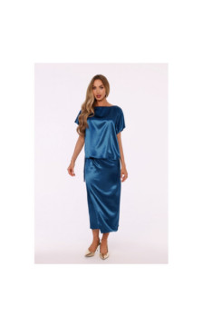 M887 Sukienka z wiązaniem - morska