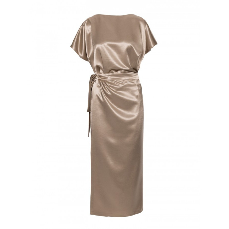 M887 Sukienka z wiązaniem - złota